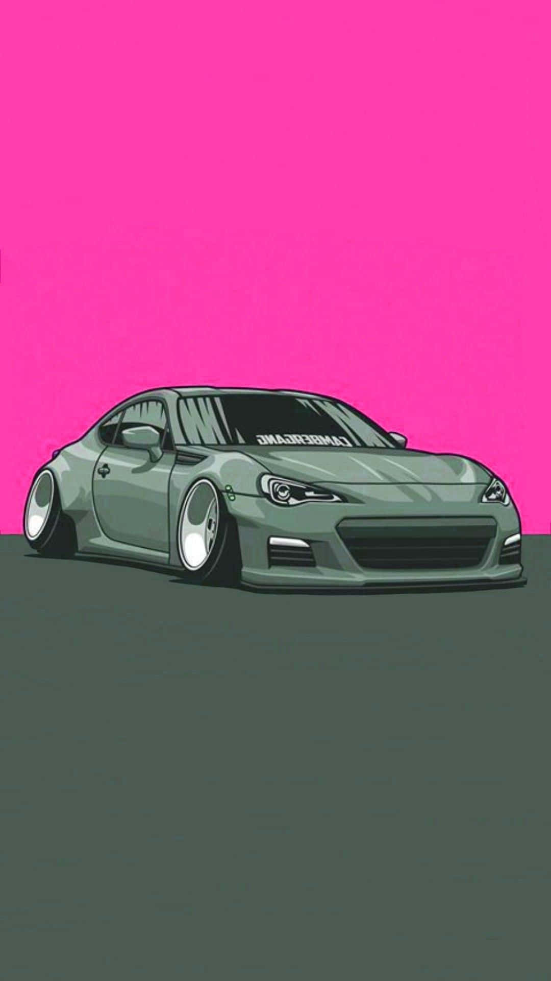 JDM Art, green sports car, custom wheels, Full HD Phone Wallpaper