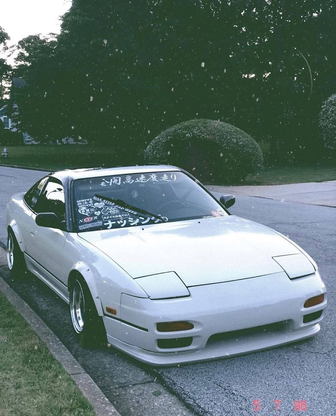 white, modified sports car, suburban street, HD Phone Wallpaper
