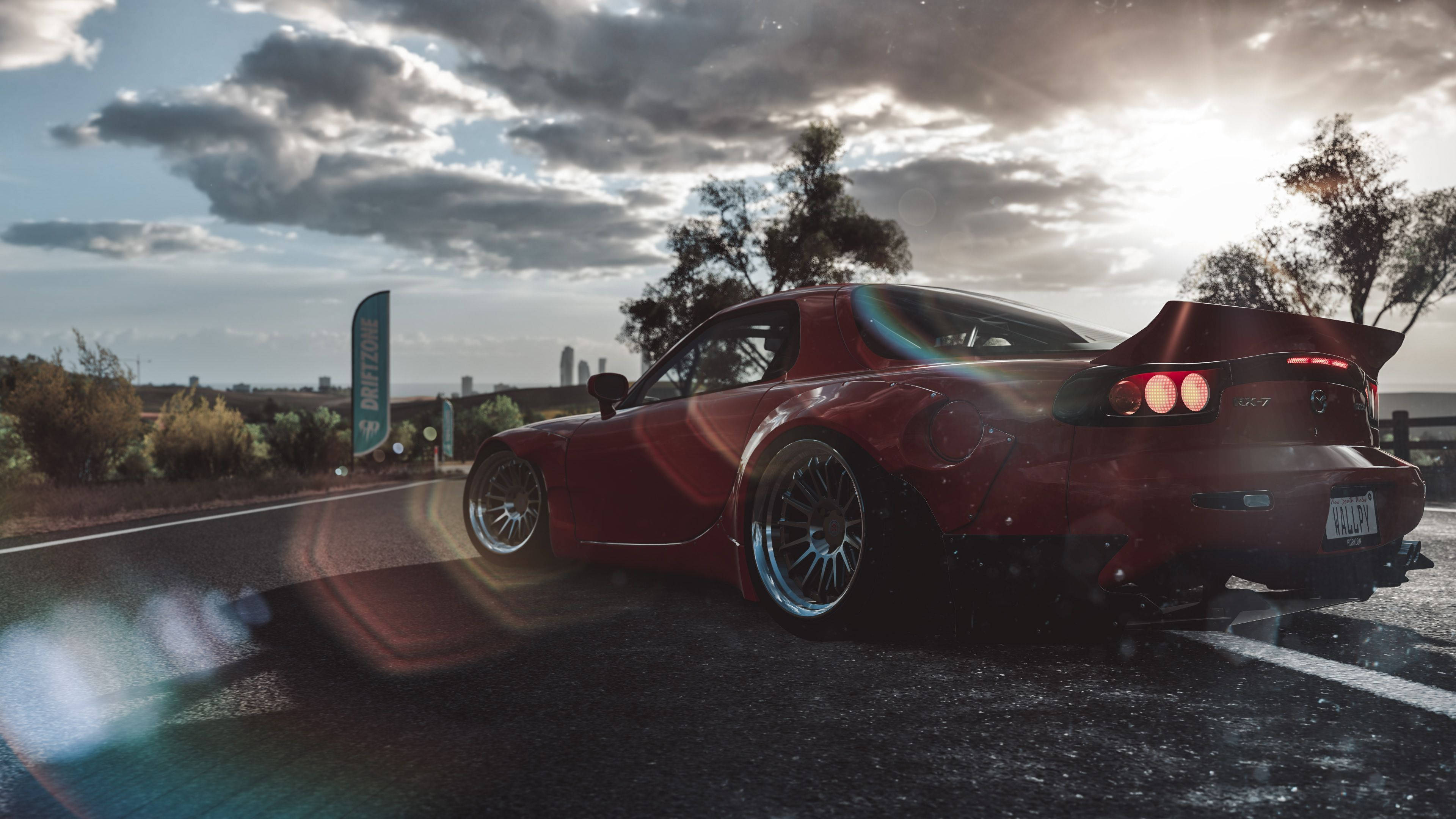 JDM Car, red sports car, glowing taillights, 4K Desktop Wallpaper