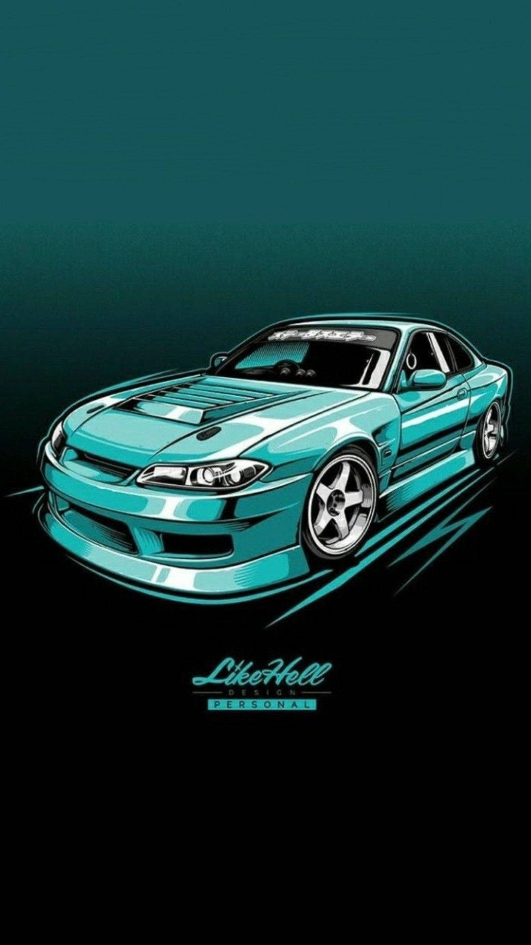 JDM Car, turquoise sports car, black accents, Full HD Phone Wallpaper