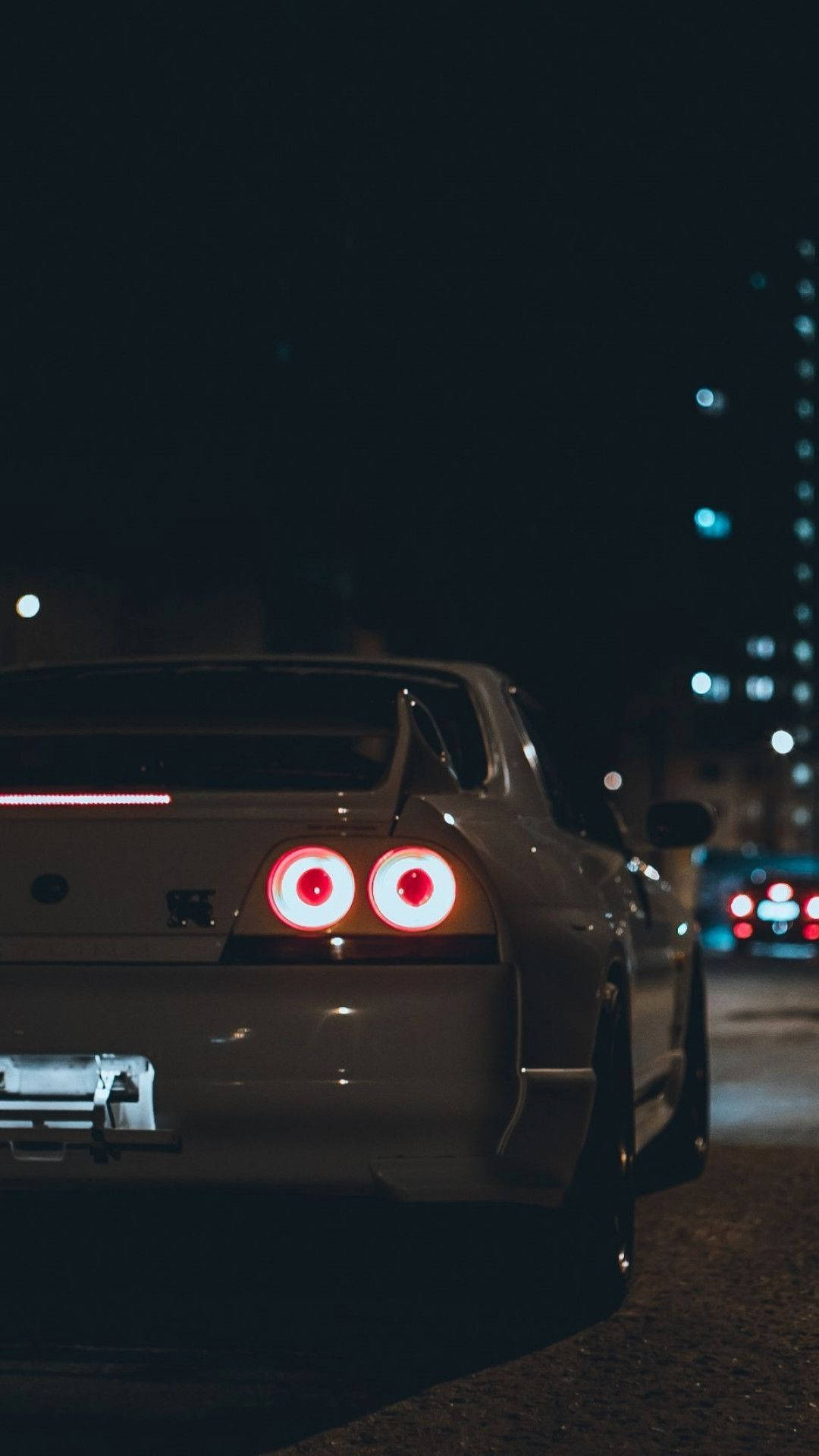 JDM Car, silver sports car, glowing red circular taillights, Full HD Phone Wallpaper