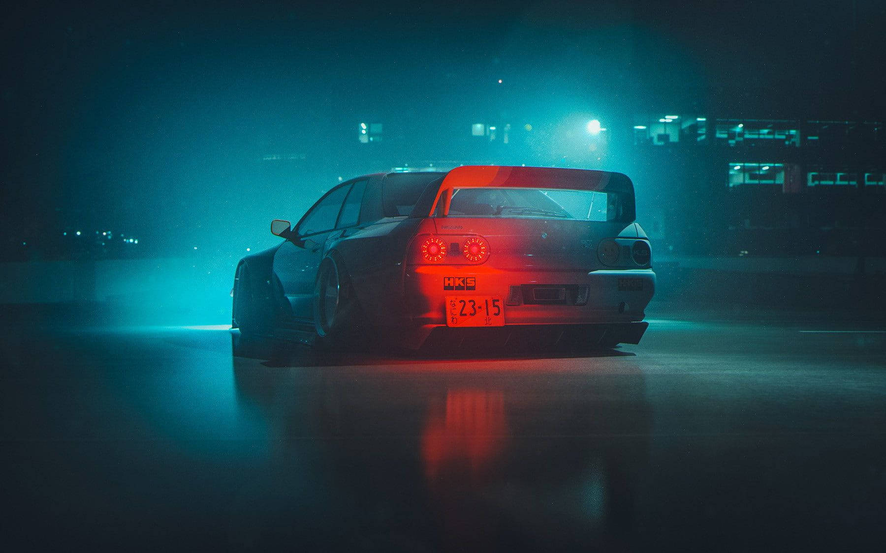 teal, red, JDM Car, HD Desktop Wallpaper