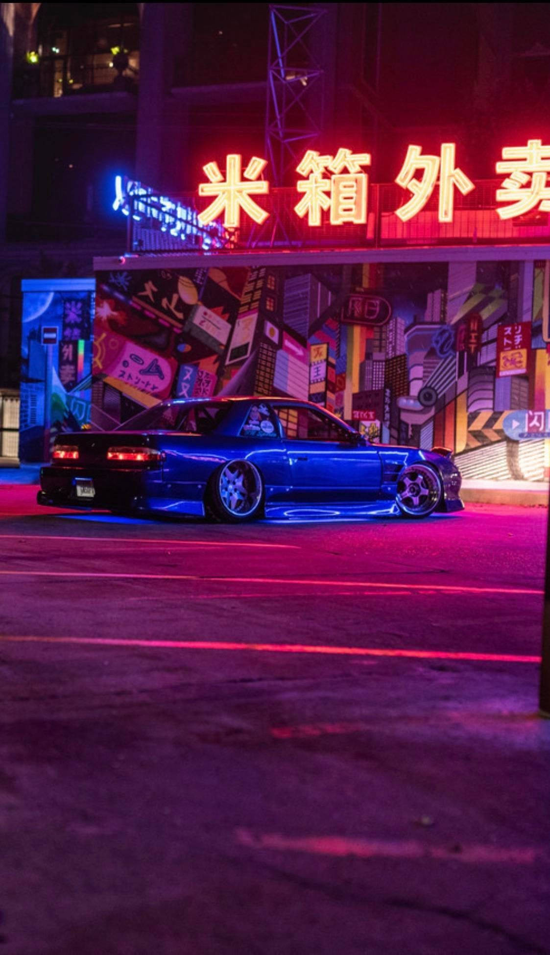 blue, neon lights, rainy night street, Full HD Phone Wallpaper