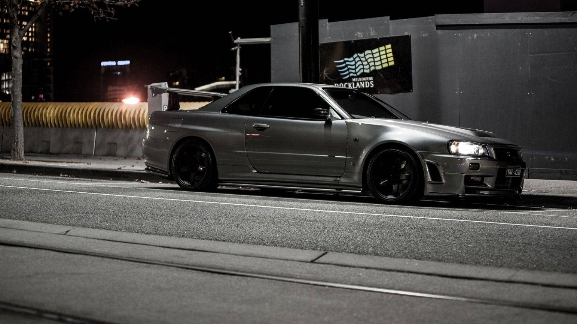 JDM Car, silver, city street, Full HD Desktop Wallpaper