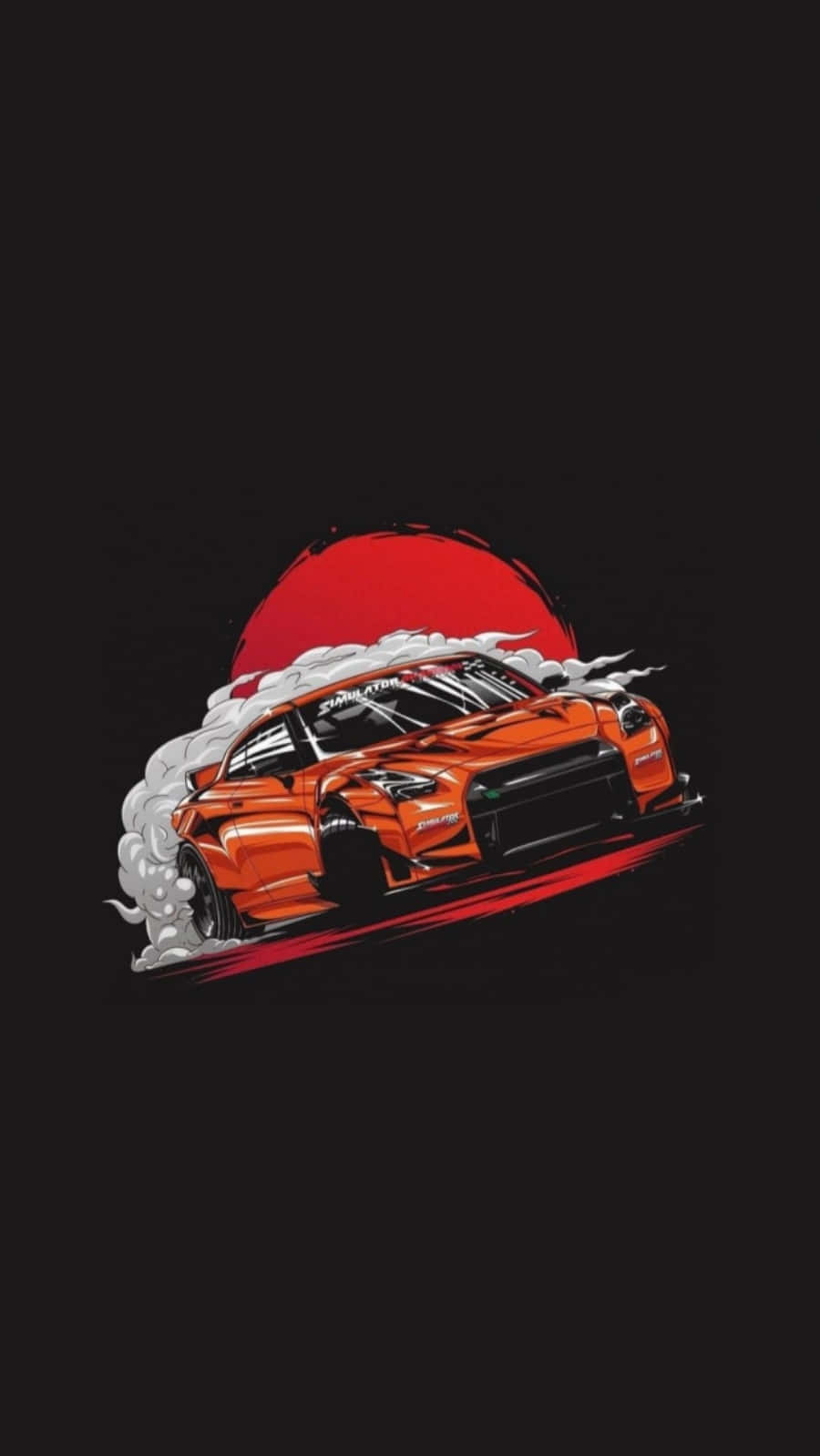 Custom JDM Tuner, vibrant orange, drift car, HD Phone Wallpaper