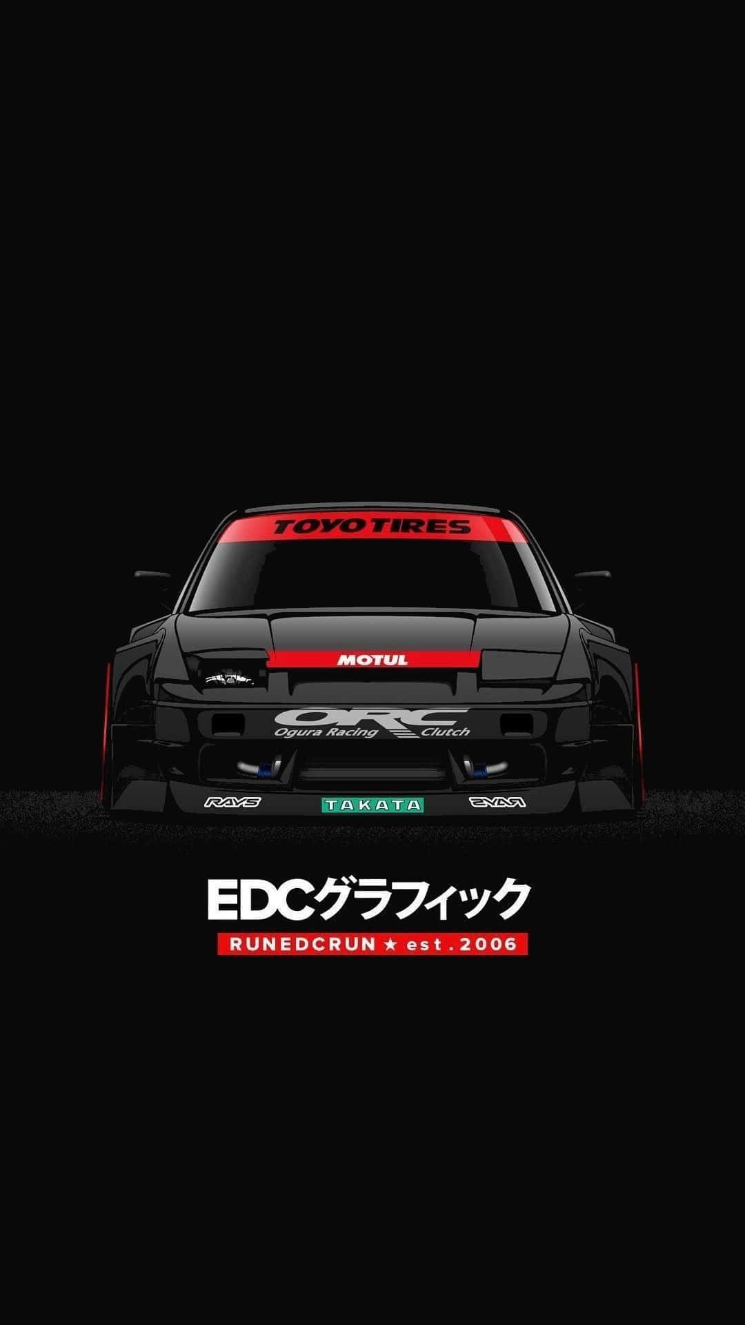 Jdm iPhone, black race car, red accents, Full HD Phone Wallpaper