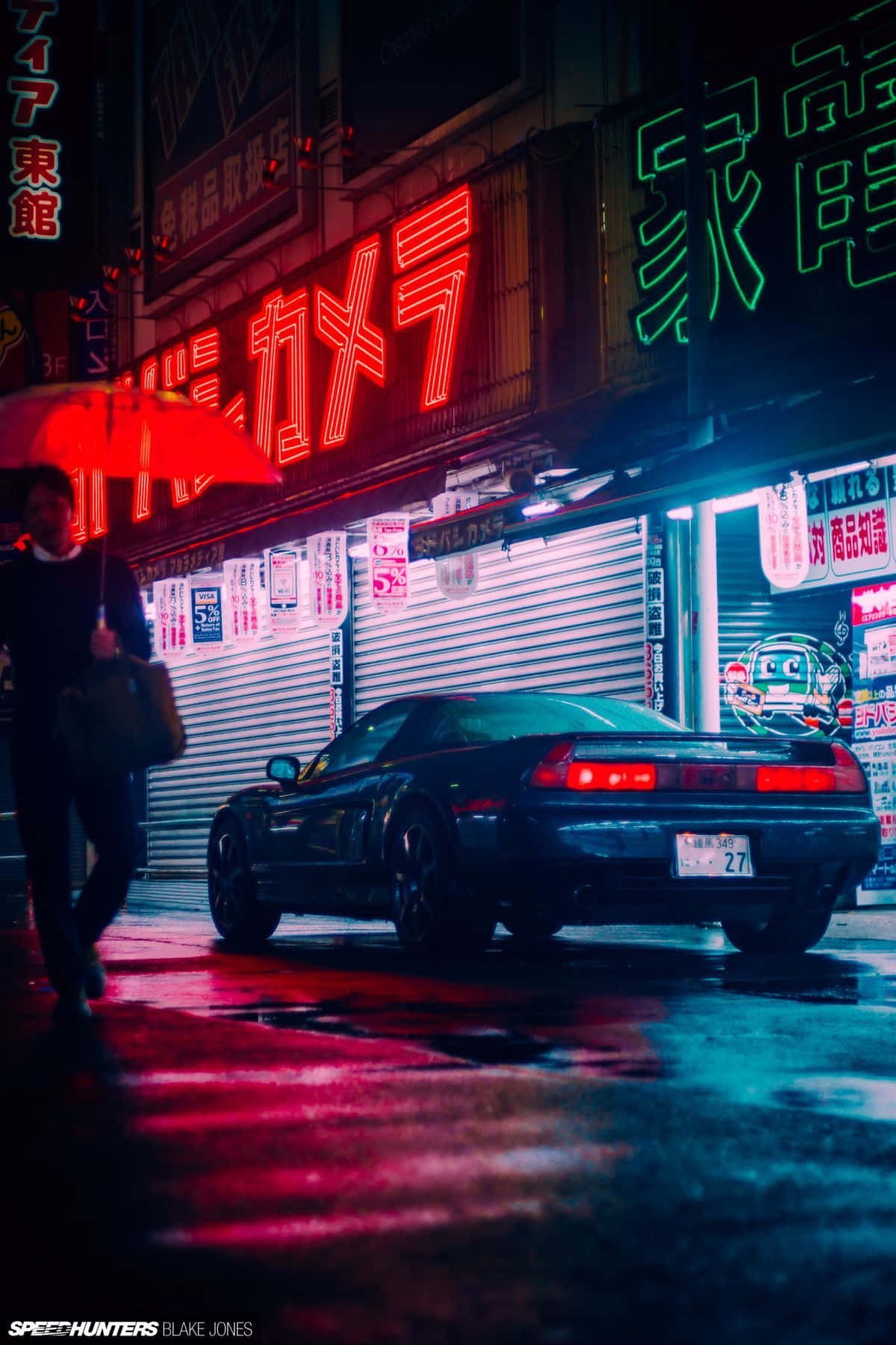 JDM, iPhone, neon-lit rainy Tokyo street, HD Phone Wallpaper