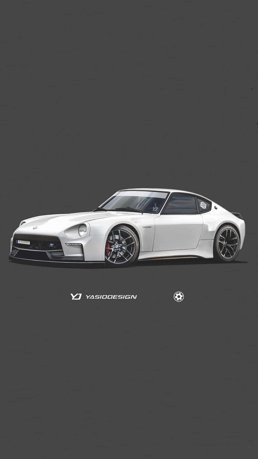 JDM iPhone, white sports car, black rims, Full HD Phone Wallpaper