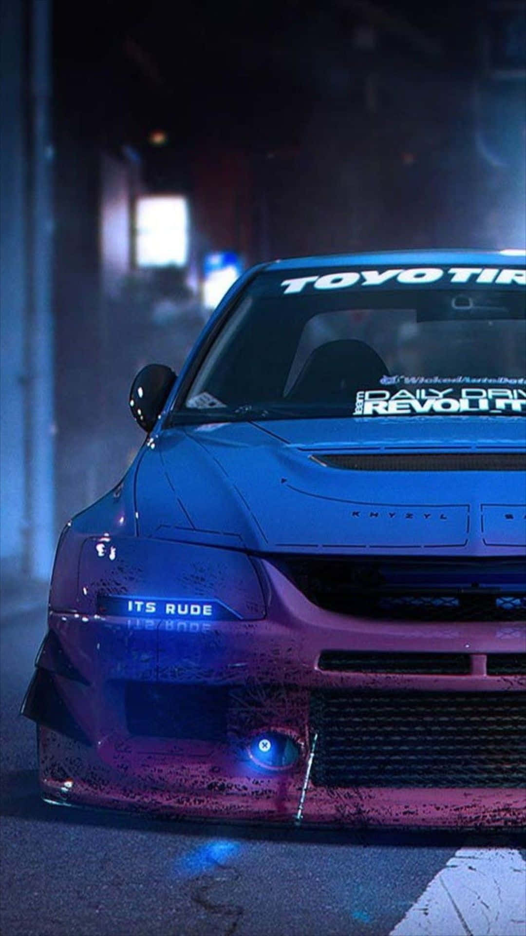 Jdm iPhone, drift car, glowing headlights, Full HD Phone Wallpaper