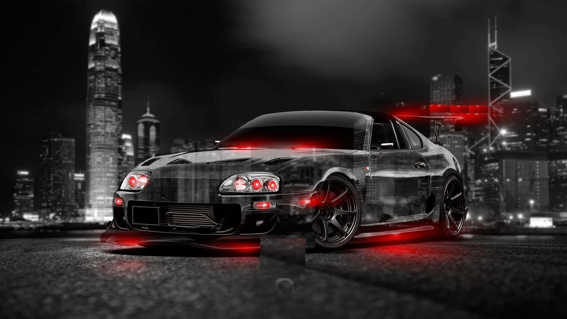 JDM Supra, black, glowing red accents, Full HD Desktop Wallpaper