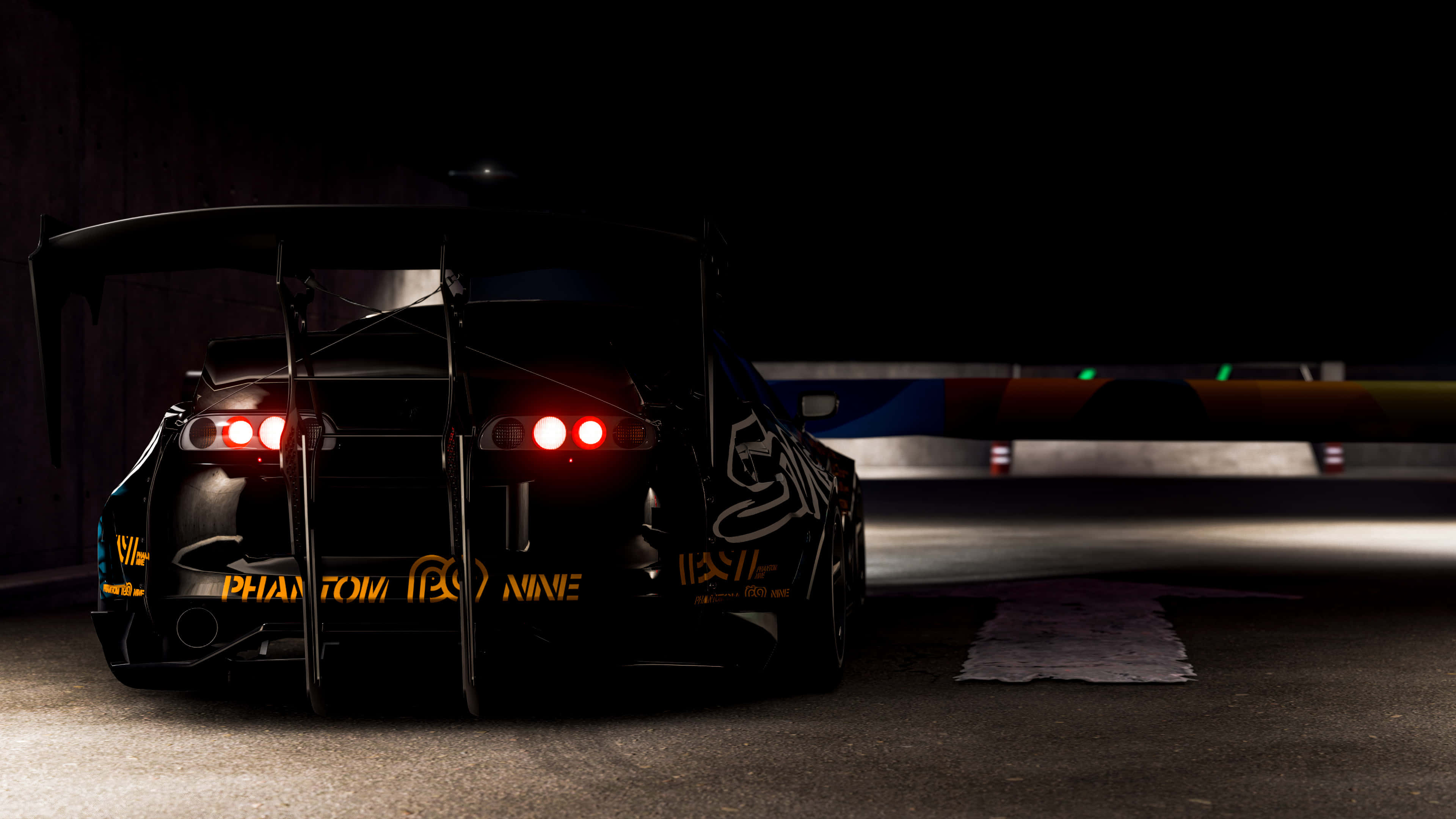 Jdm Supra, black, glowing red taillights, 4K Desktop Wallpaper