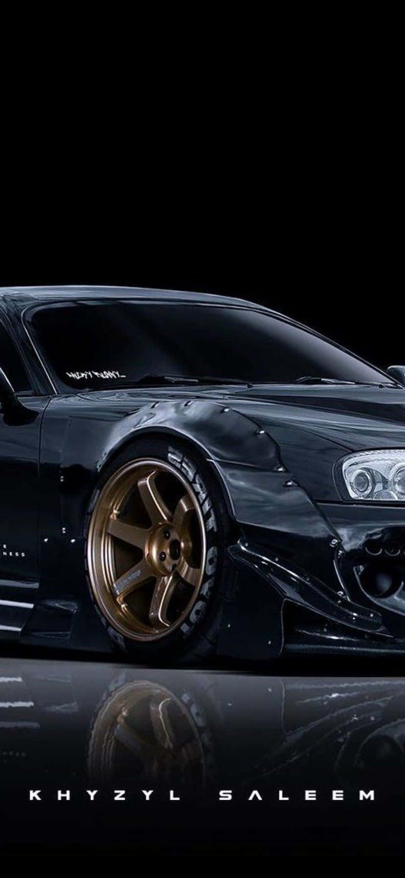 Jdm Supra, black, gold rims, HD Phone Wallpaper