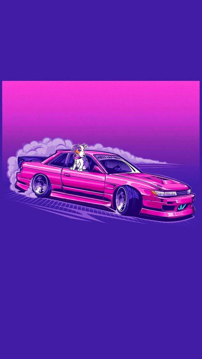 magenta Nissan Silvia, drifting, white dog driver, HD Phone Wallpaper