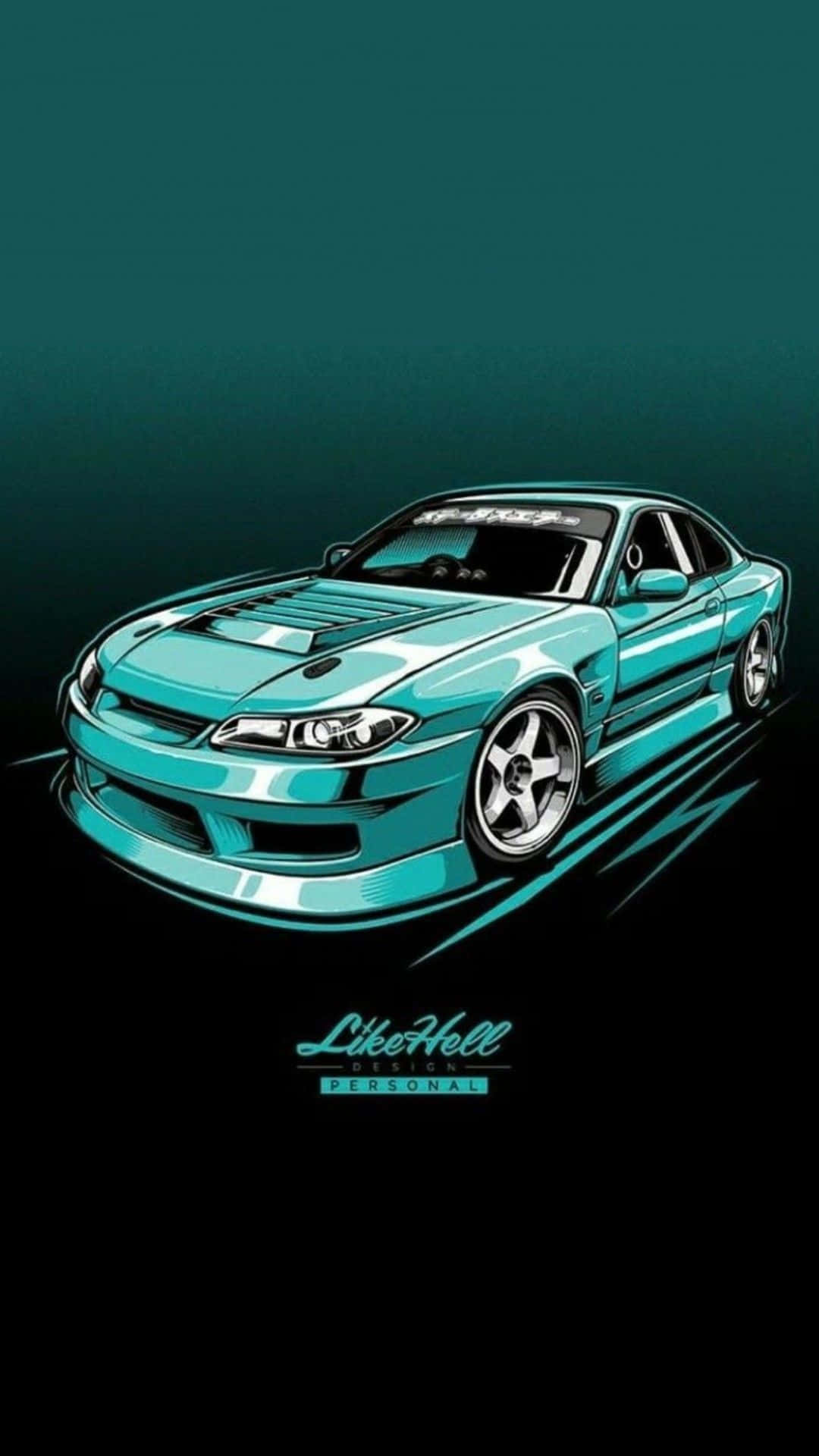 Jdm, turquoise sports car, custom wheels, Full HD Phone Wallpaper