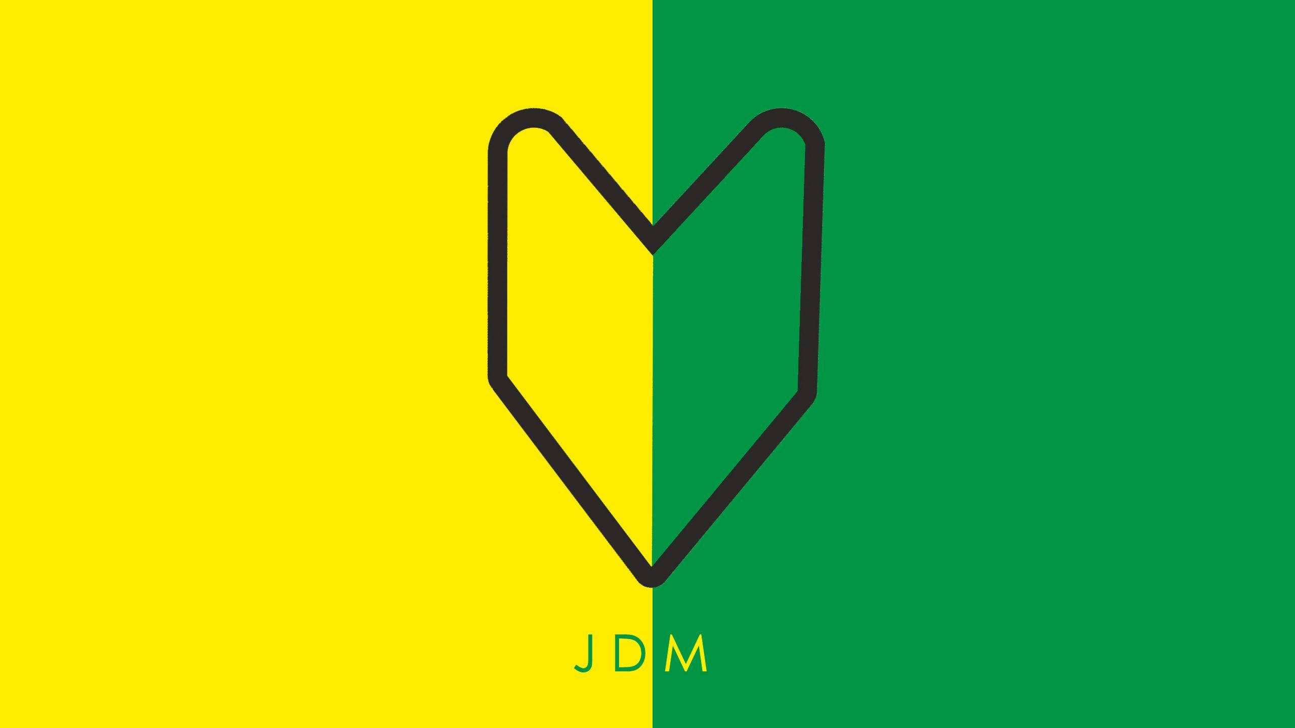 JDM, black outline heart, yellow background, 2K Desktop Wallpaper