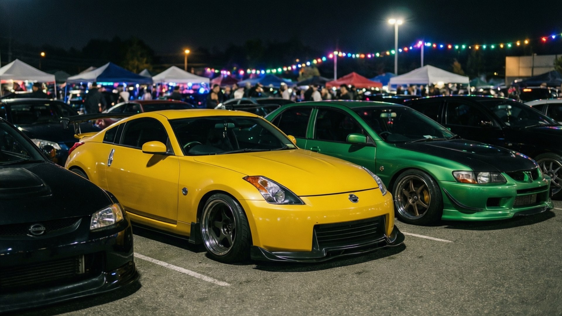 JDM, night, car show, Full HD Desktop Wallpaper
