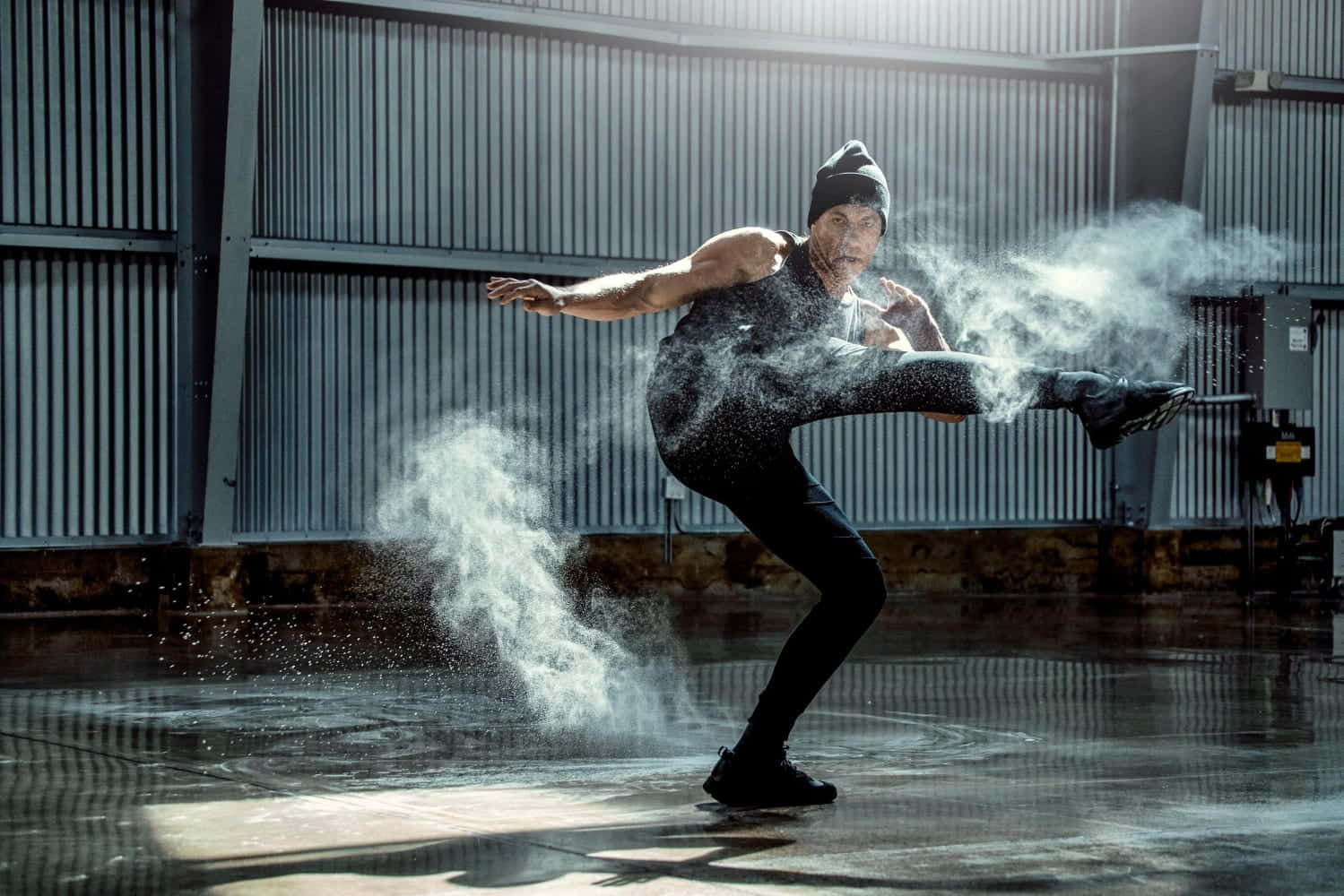 Jean Claude Van Damme, beanie, white powder, HD Desktop Wallpaper