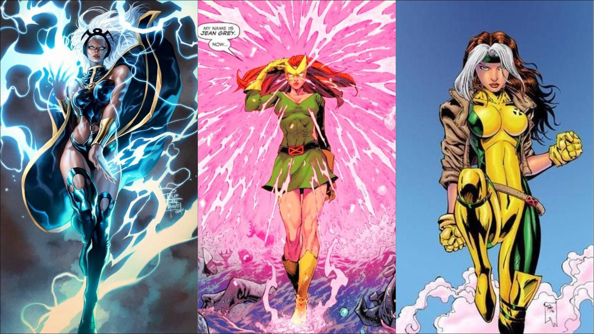 Jean Grey, electric blue energy, pink explosions, Full HD Desktop Wallpaper