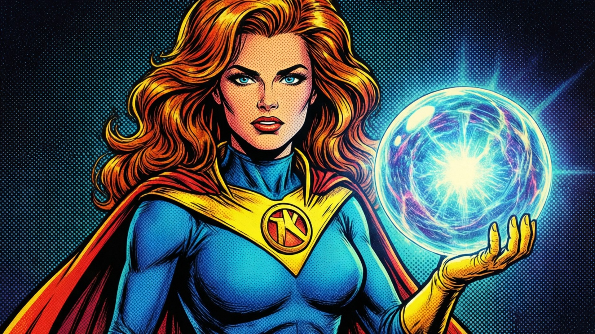 retro comic, Jean Grey, fiery red hair, Full HD Desktop Wallpaper