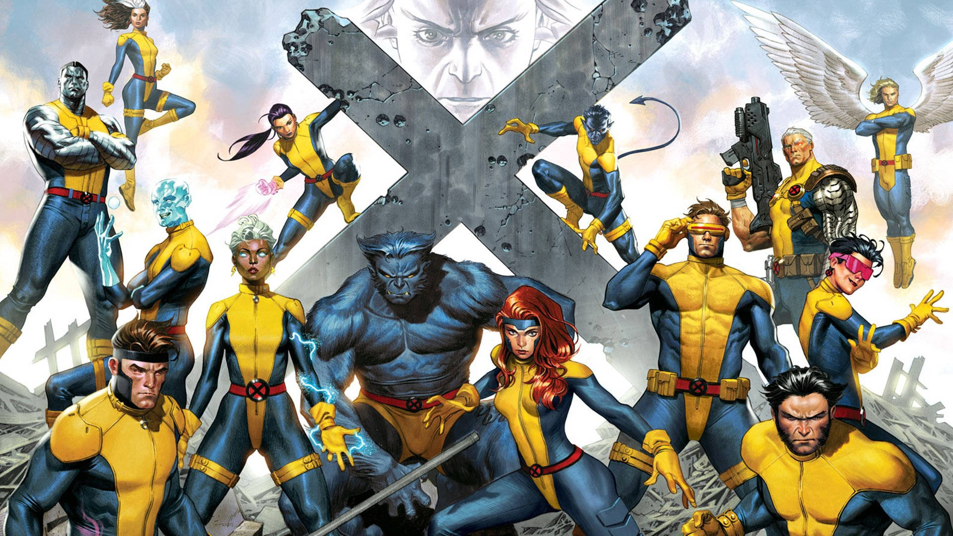 X-Men, Jean Grey, yellow and blue costumes, Full HD Desktop Wallpaper