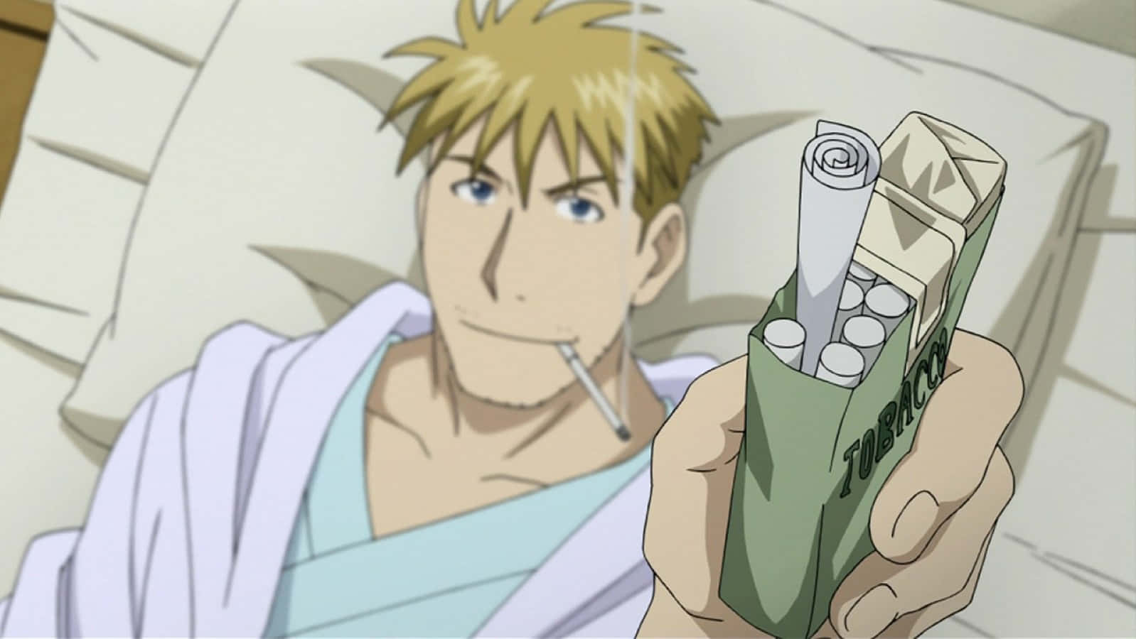 Jean Havoc, blond anime man, hospital bed, HD Desktop Wallpaper