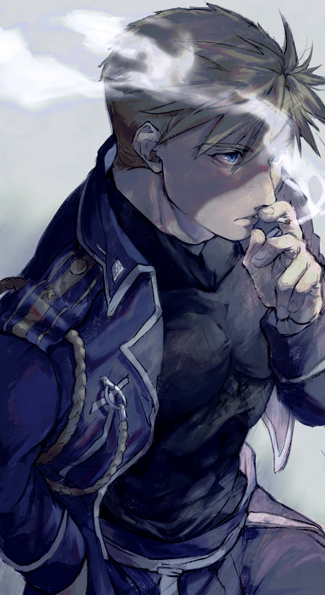Jean Havoc, spiky hair, cigarette, Full HD Phone Wallpaper