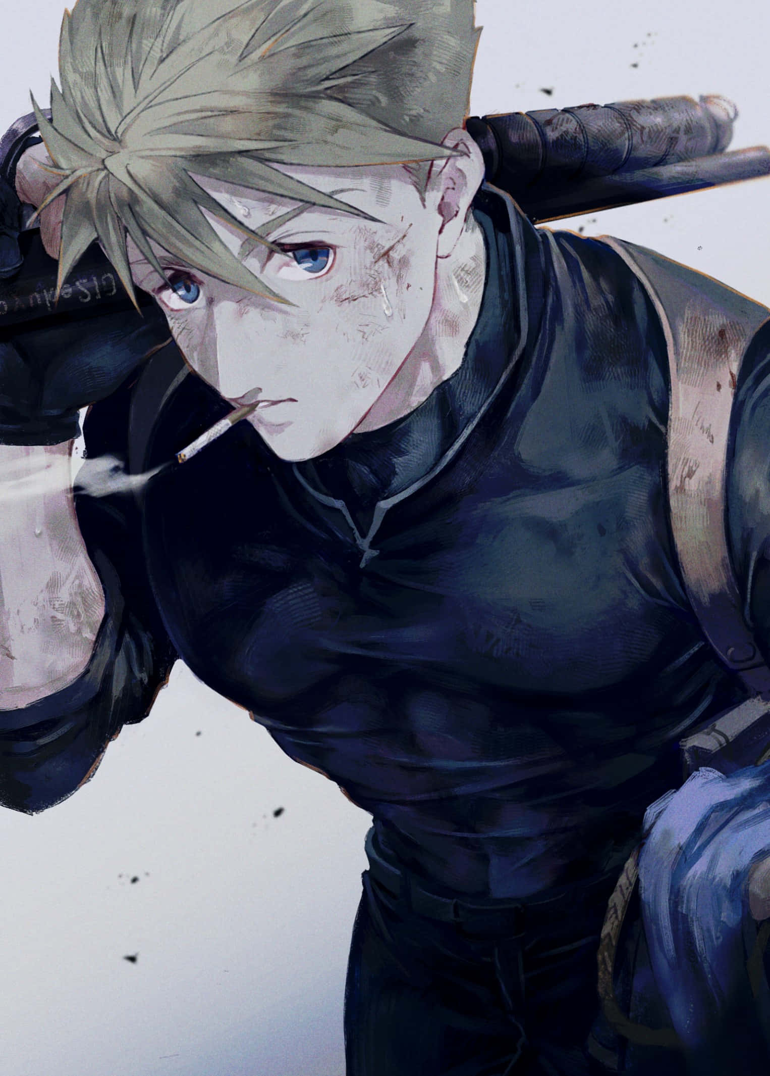 Jean Havoc, spiky blonde hair, cigarette, Full HD Phone Wallpaper