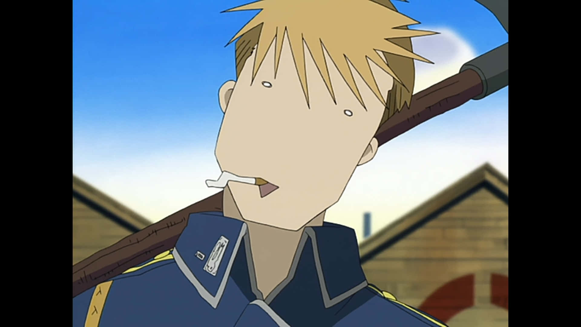 Jean Havoc, spiky blonde hair, cigarette in mouth, Full HD Desktop Wallpaper