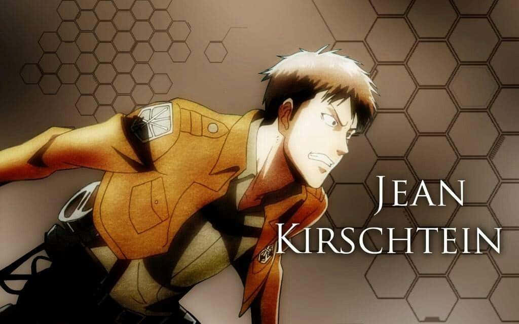 Jean Kirstein, orange uniform, hexagonal patterned background, SD Desktop Wallpaper