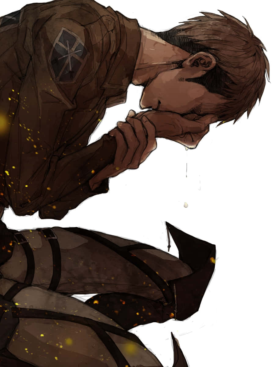 Jean Kirstein, brown uniform, glowing golden particles, SD Phone Wallpaper