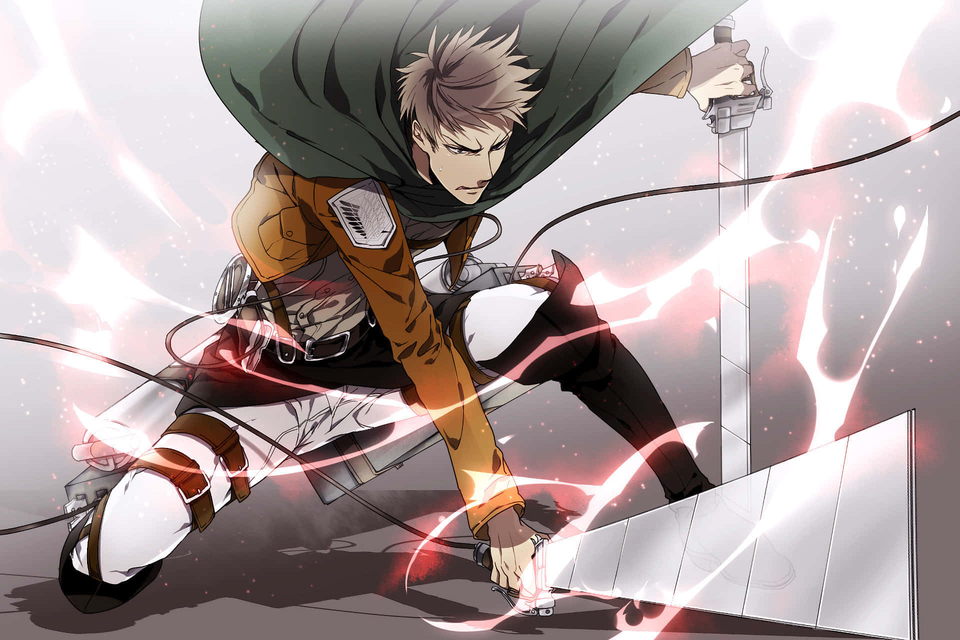 Jean Kirstein, orange uniform, green cloak, Full HD Desktop Wallpaper