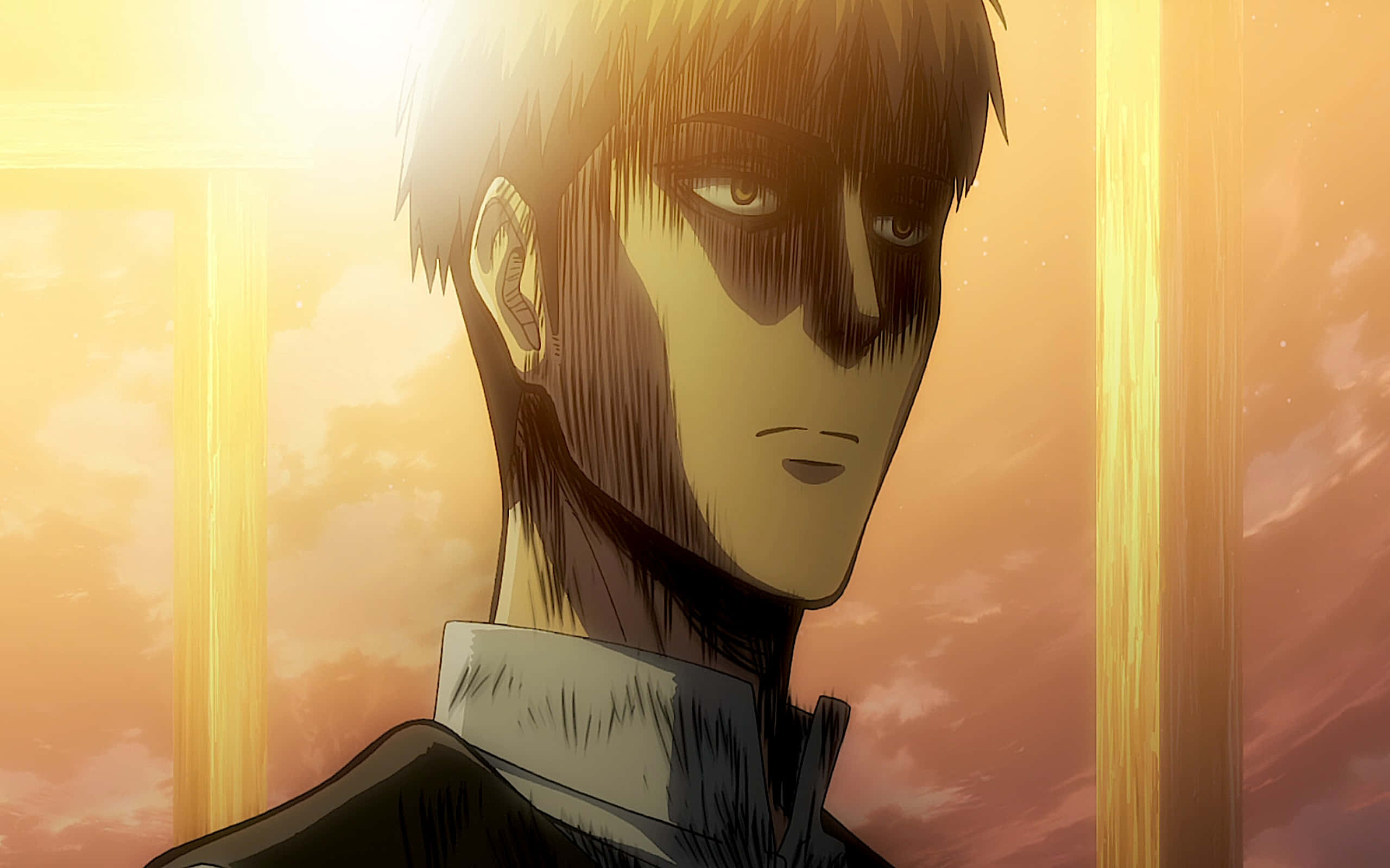 Jean Kirstein, spiky hair, glowing sunset sky, 2K Desktop Wallpaper