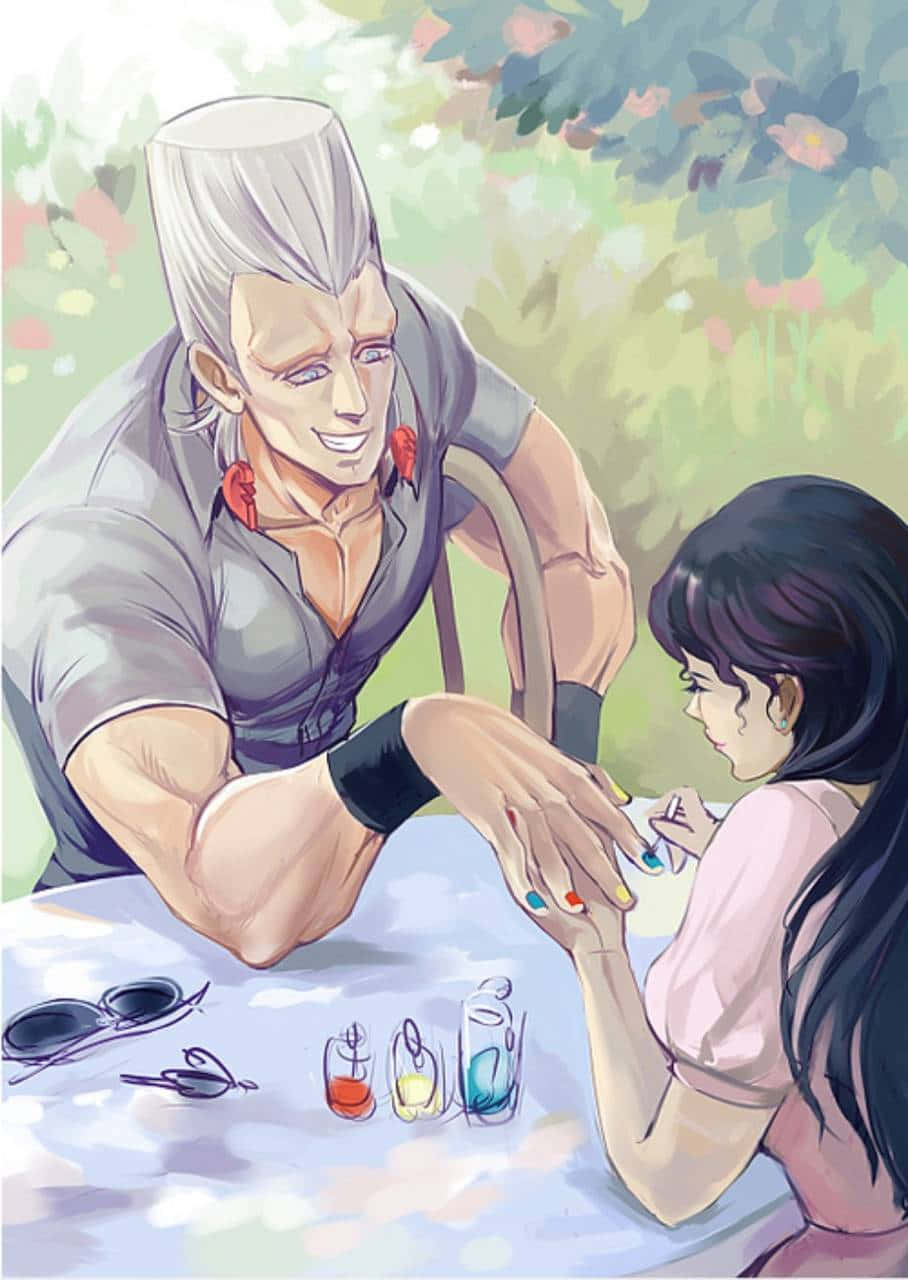 Jean Pierre Polnareff, white hair, colorful nails, HD Phone Wallpaper