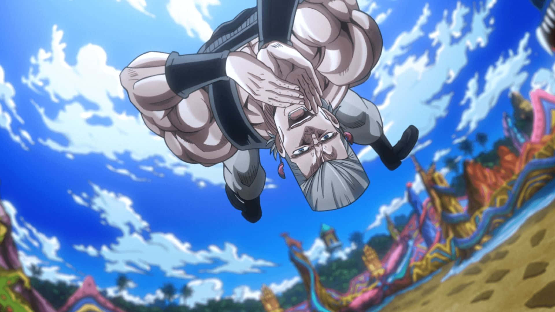 Jean Pierre Polnareff, bright blue sky, fluffy clouds, Full HD Desktop Wallpaper