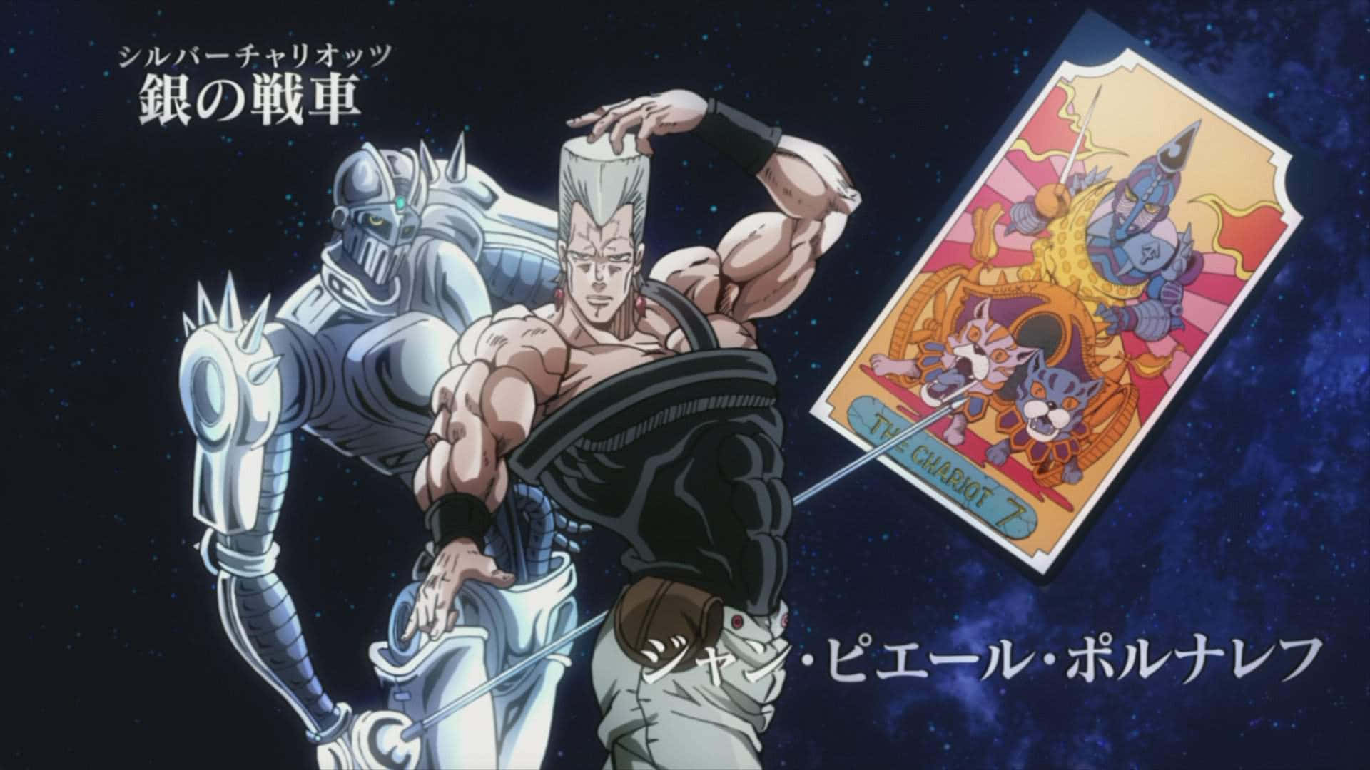 Jean Pierre Polnareff, silver hair, silver armored standee, Full HD Desktop Wallpaper