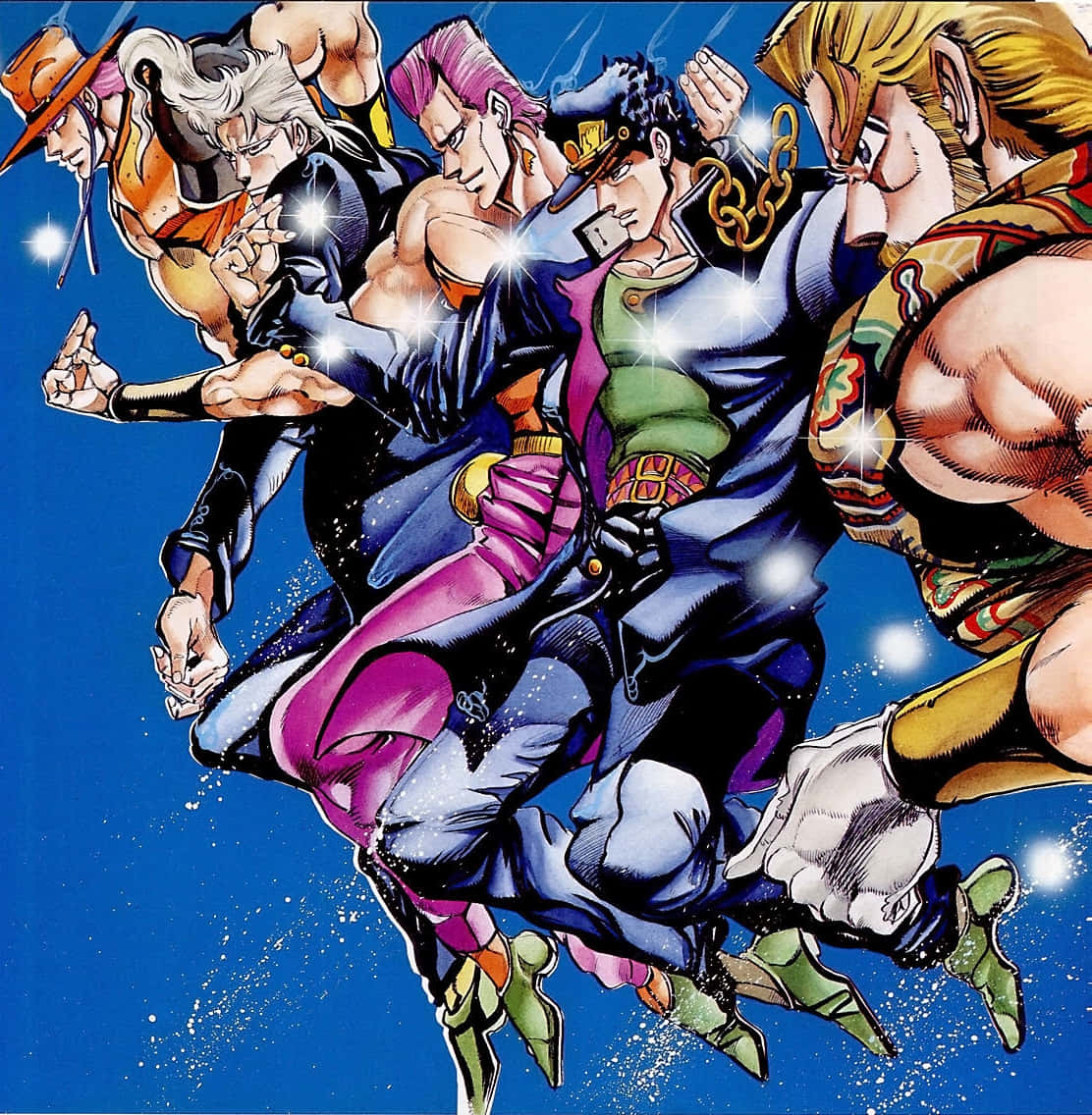 Jean Pierre Polnareff, stand user, sparkling blue background, SD Phone Wallpaper