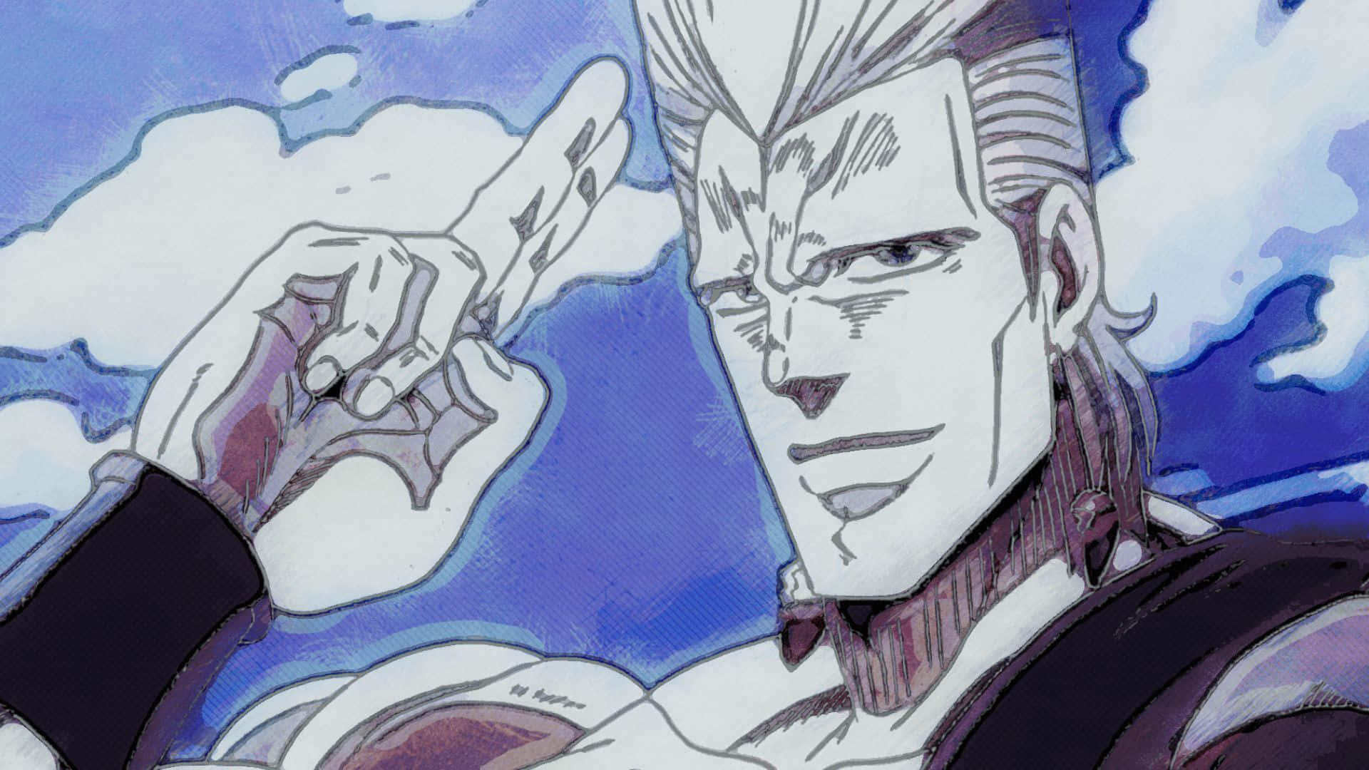 Jean Pierre Polnareff, spiky hair, blue sky, Full HD Desktop Wallpaper
