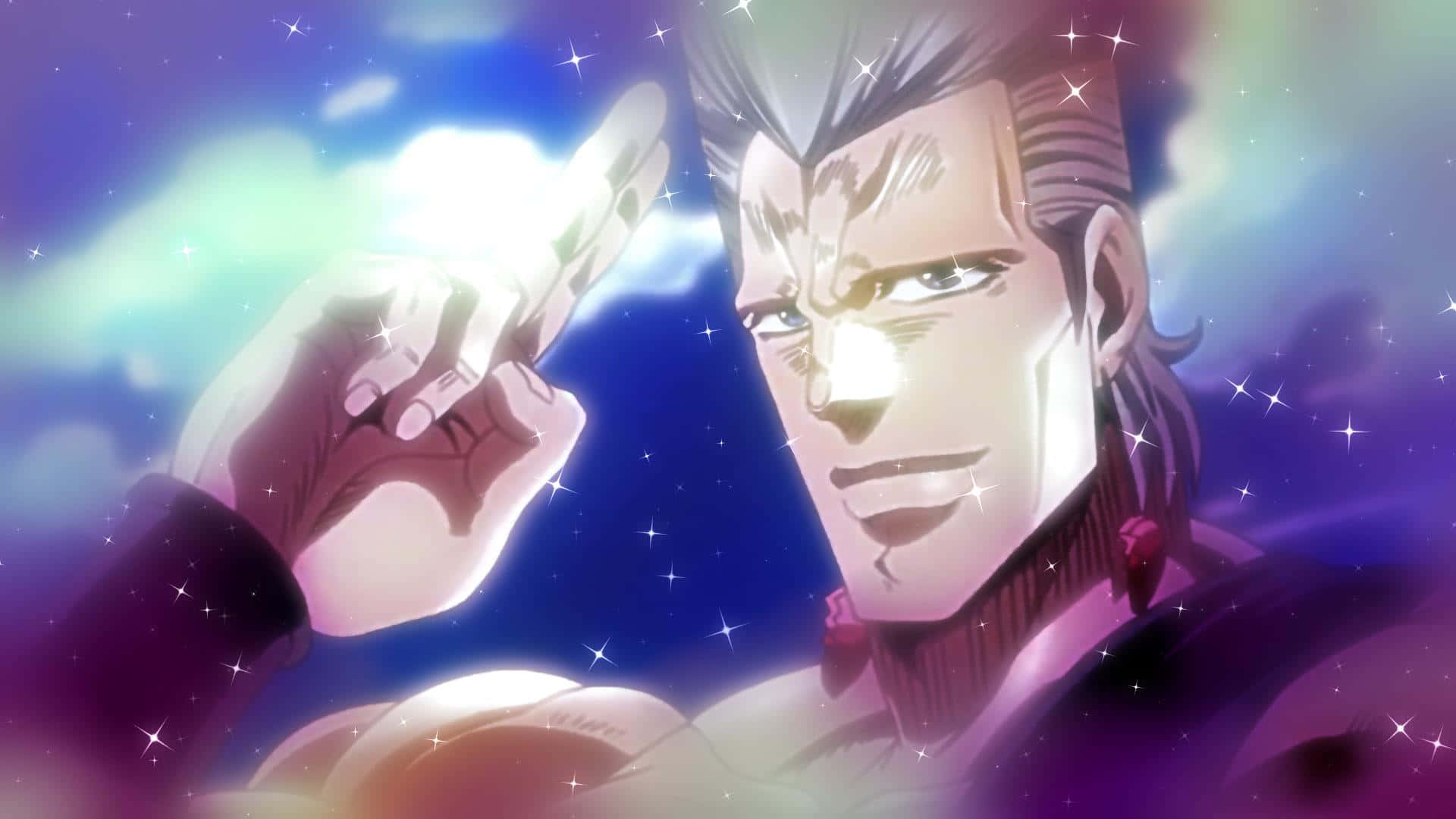 Jean Pierre Polnareff, spiky hair, glowing energy, Full HD Desktop Wallpaper