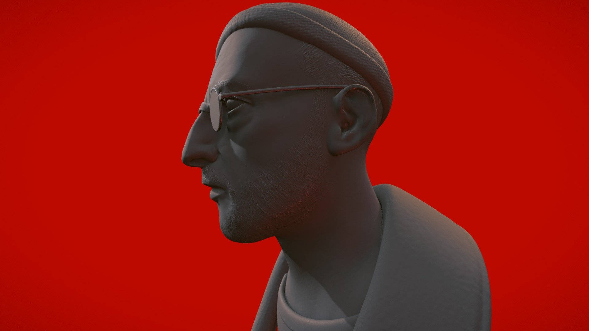 Jean Reno, 3D head art, gray, Full HD Desktop Wallpaper