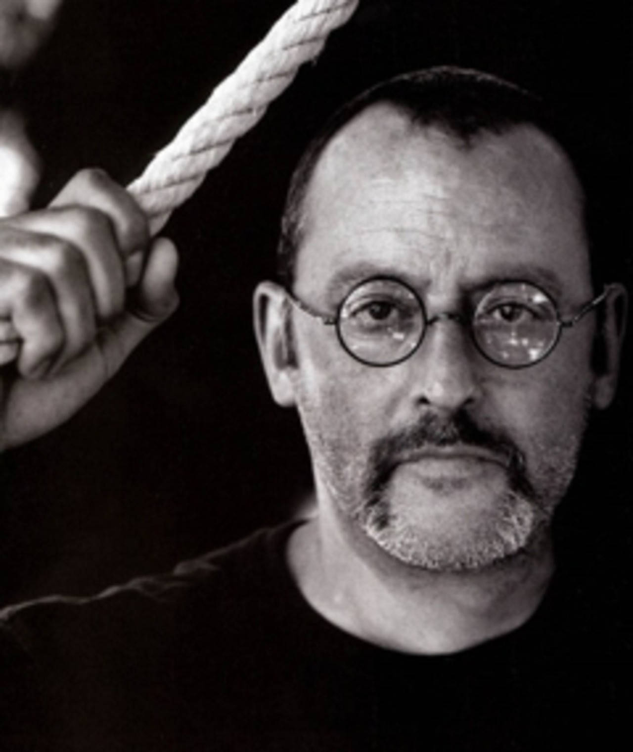 Jean Reno, black and white portrait, round glasses, HD Phone Wallpaper