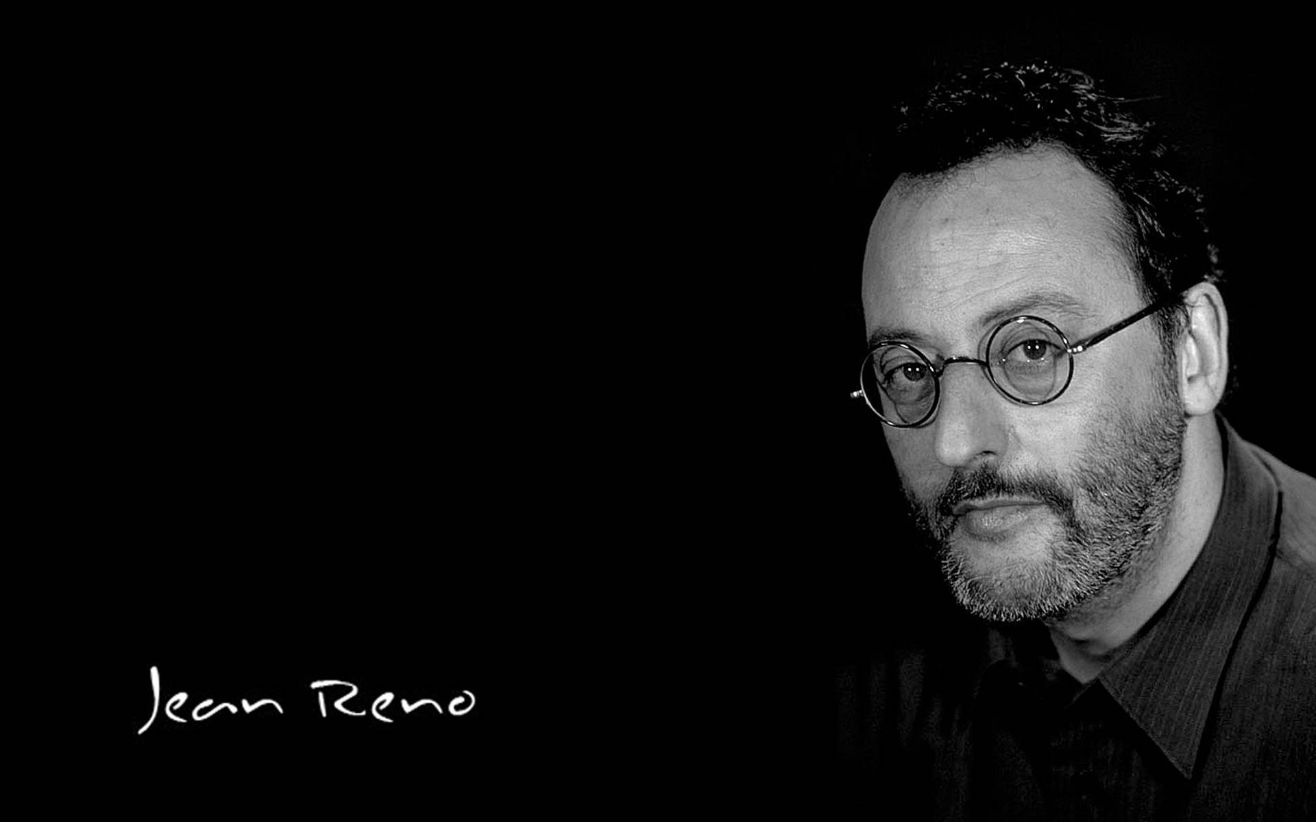 Jean Reno, black and white, round glasses, Full HD Desktop Wallpaper