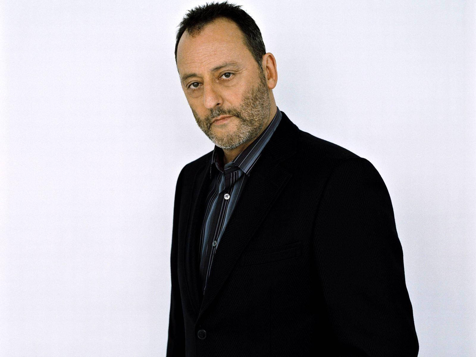 Jean Reno, black suit, plain white background, HD Desktop Wallpaper