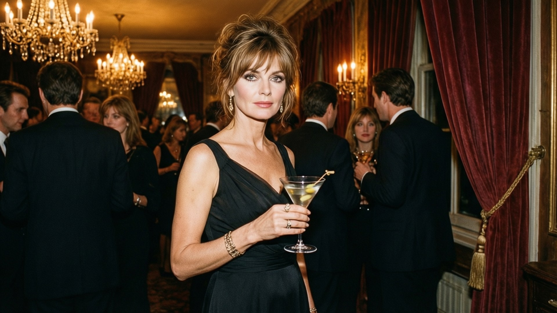 Jean Shrimpton, 1960s party, black cocktail dress, Full HD Desktop Wallpaper