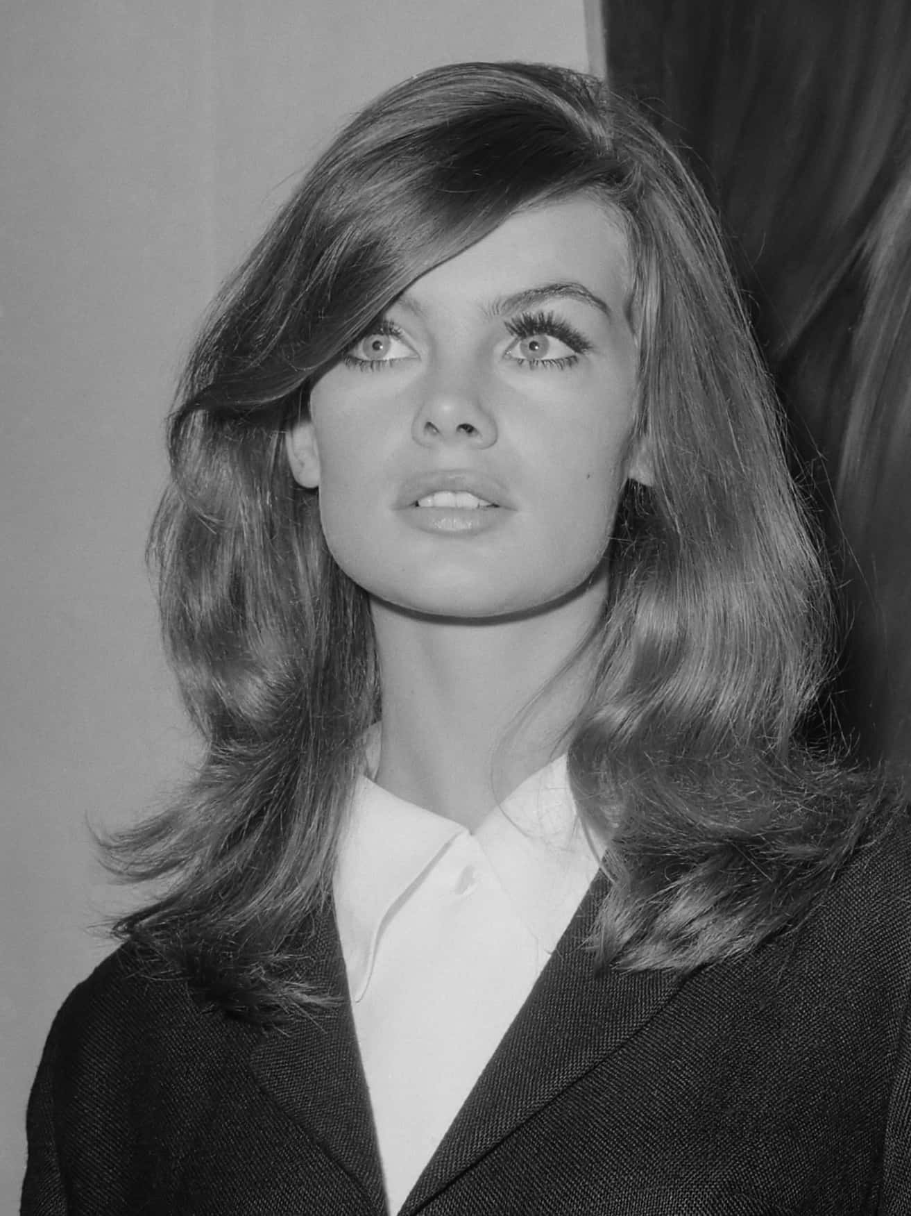 Jean Shrimpton, black and white portrait, voluminous hair, HD Phone Wallpaper