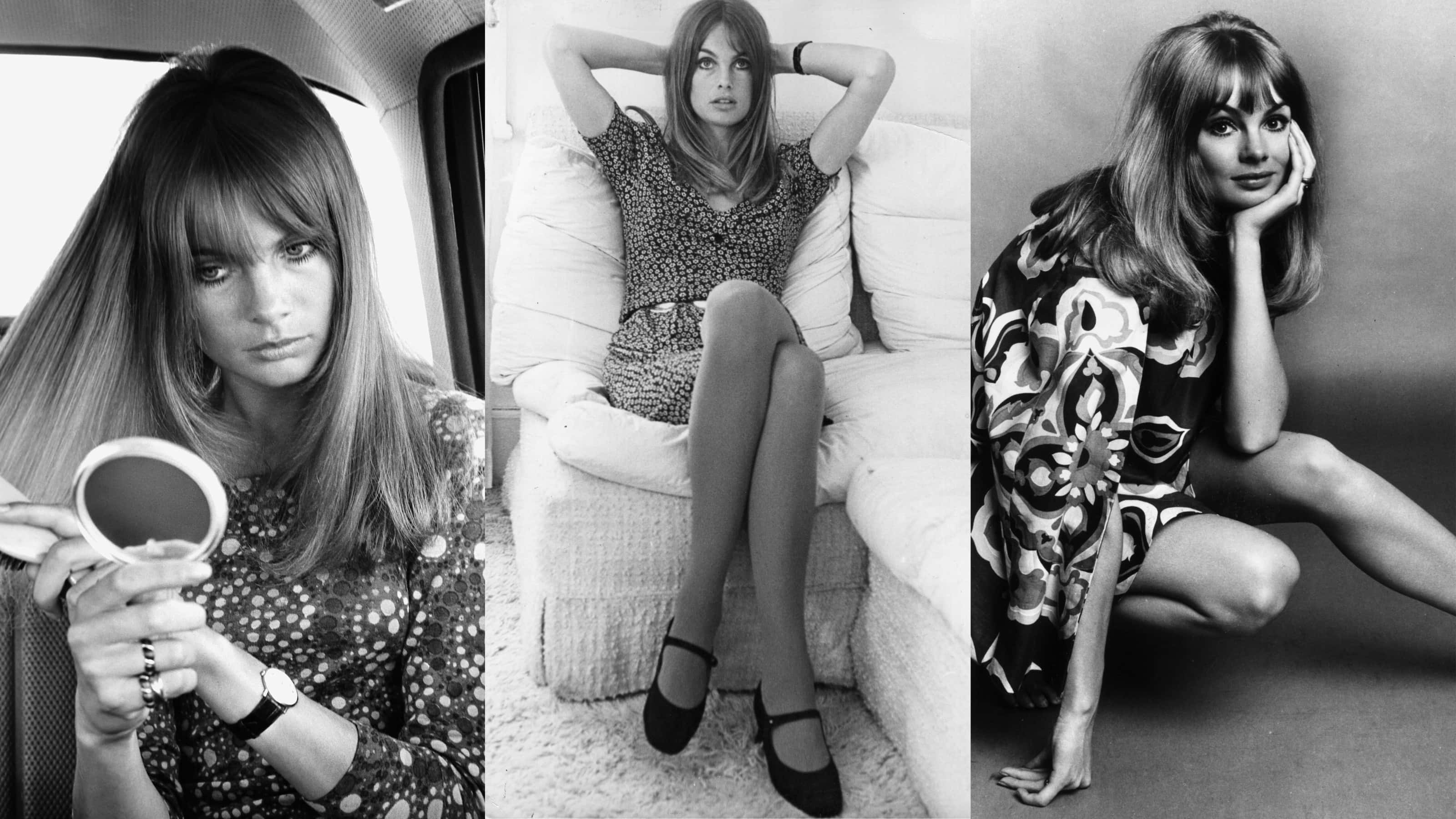 Jean Shrimpton, 1960s fashion, car couch, 2K Desktop Wallpaper
