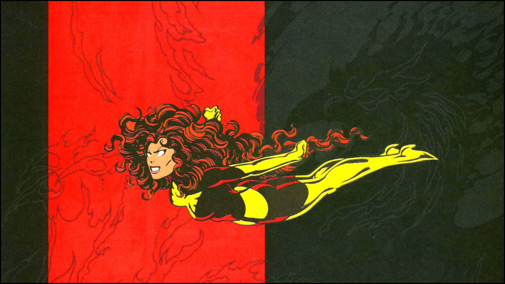 Jean Grey, fiery red hair, yellow suit, Full HD Desktop Wallpaper