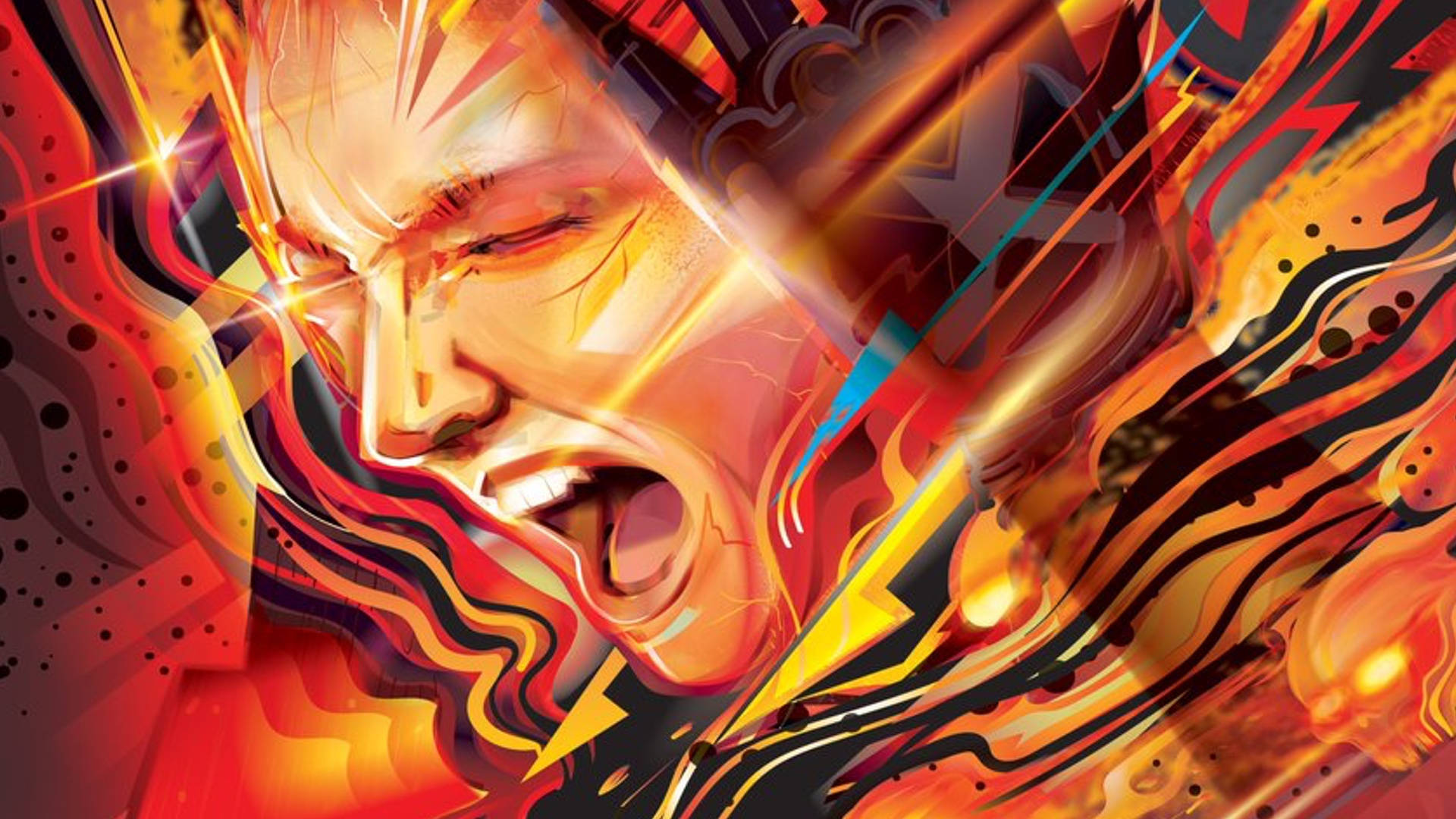 Jean Grey, fiery orange, red energy bursts, Full HD Desktop Wallpaper