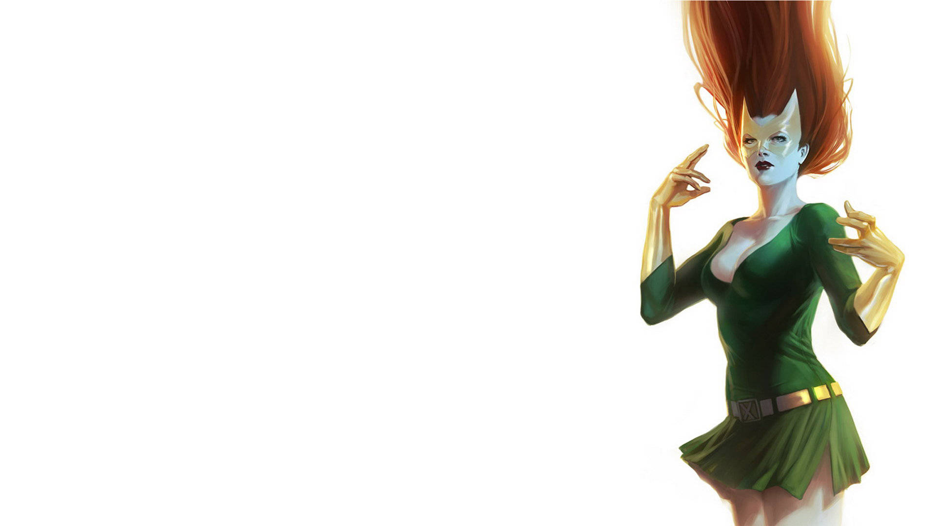 Jean Grey, anime-style, fiery red hair, Full HD Desktop Wallpaper