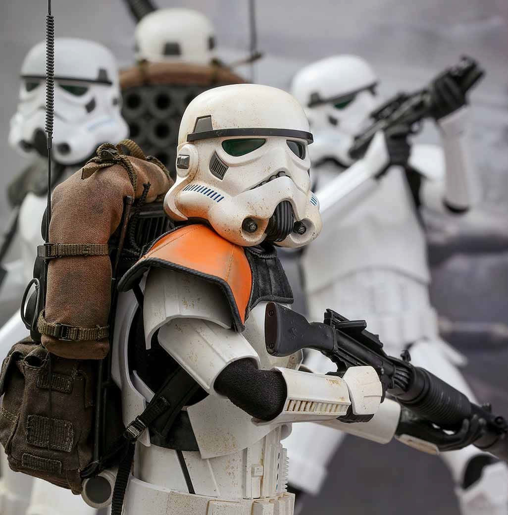 Jedha, stormtrooper figurine, orange vest, SD Phone Wallpaper