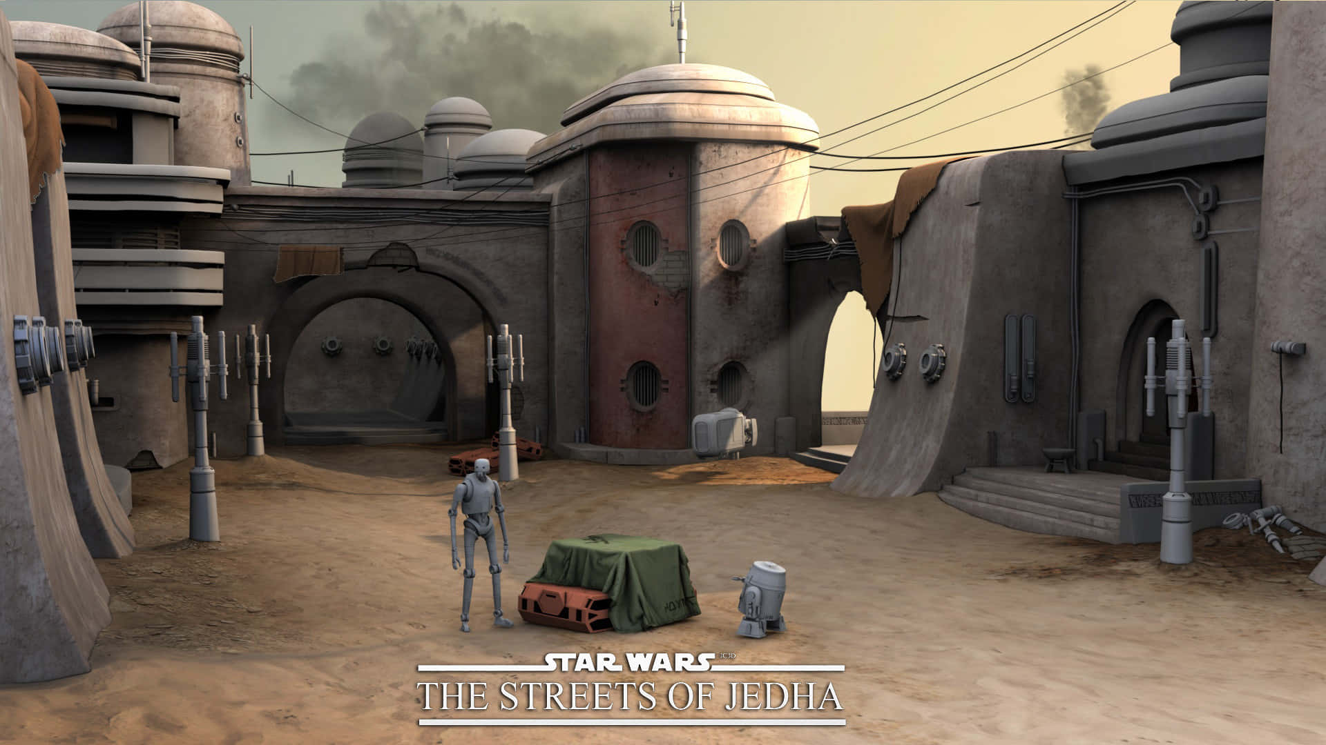 Jedha, dusty alien marketplace, domed buildings, Full HD Desktop Wallpaper